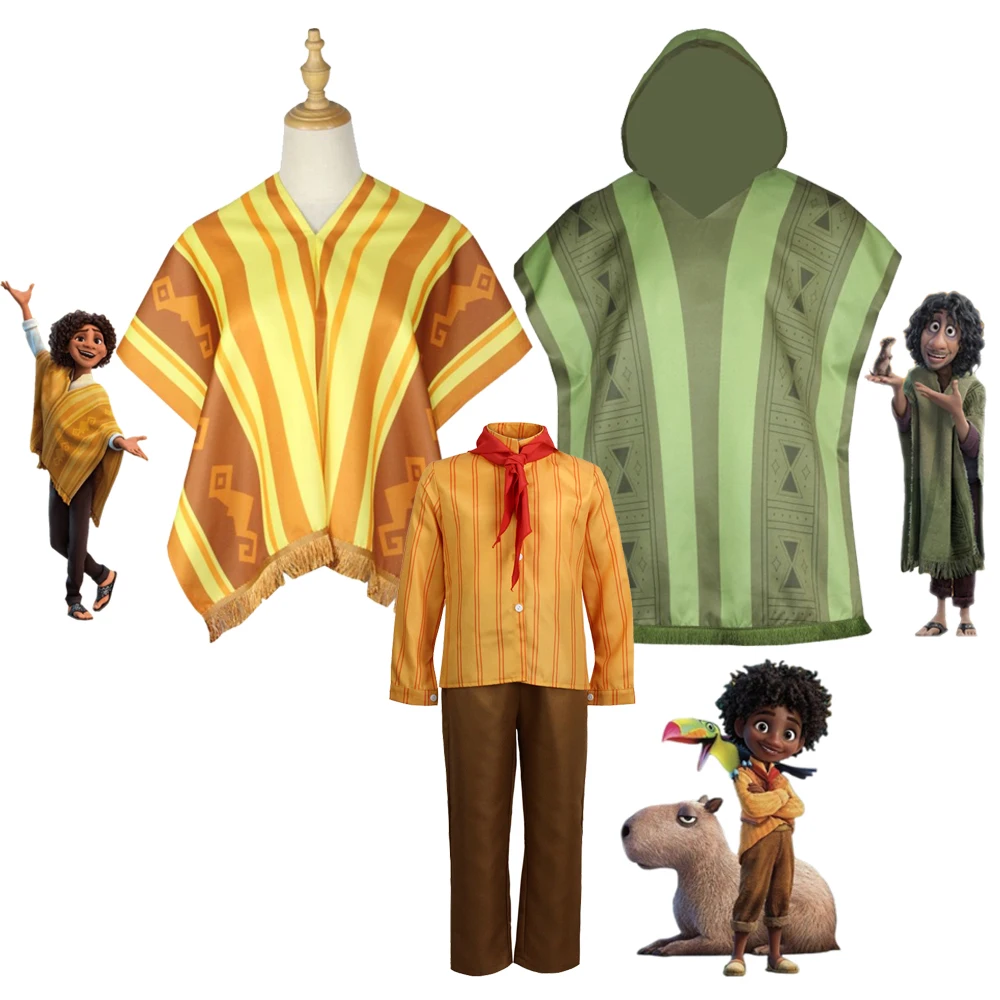 

2022 Disney Encanto Family Matching Kids Adult Bruno Camilo Cloak Boys Men Cape Antonio Cosplay Costume Halloween Carnival Suit