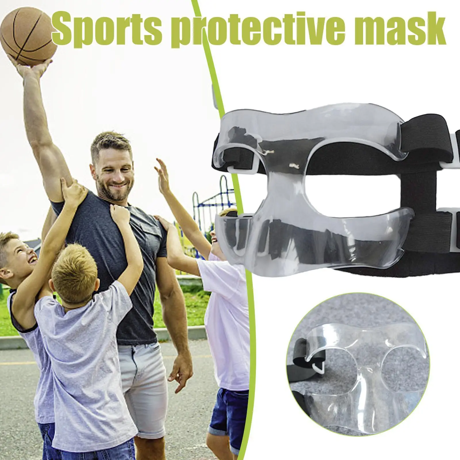 

Transparent Protective Nose Mask Carbon Fiber Protective Mask With Adjustable Elastic Strap For Football Basketball Sports