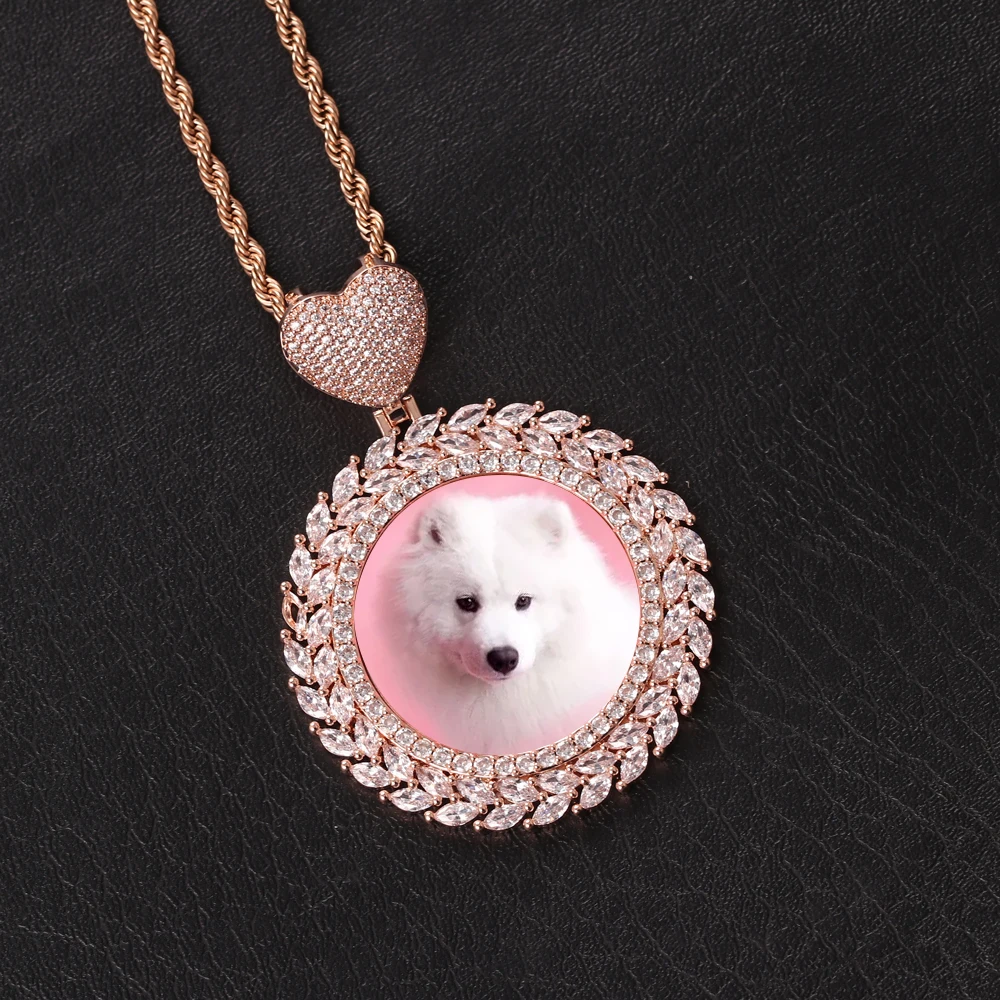 Ожерелье в стиле хип-хоп с подвеской виде сердца Листьев рамки для фотографий