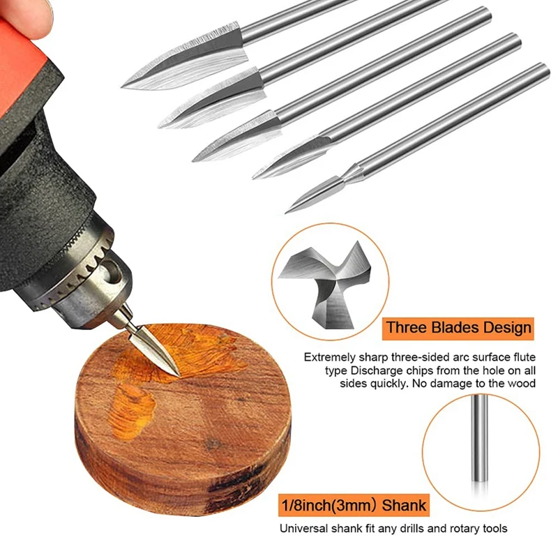 Продвижение! Набор резцов для деревообработки 5 шт. сверл с хвостовиком универсальные подходят для токарных работ, ремесла из дерева своими руками.