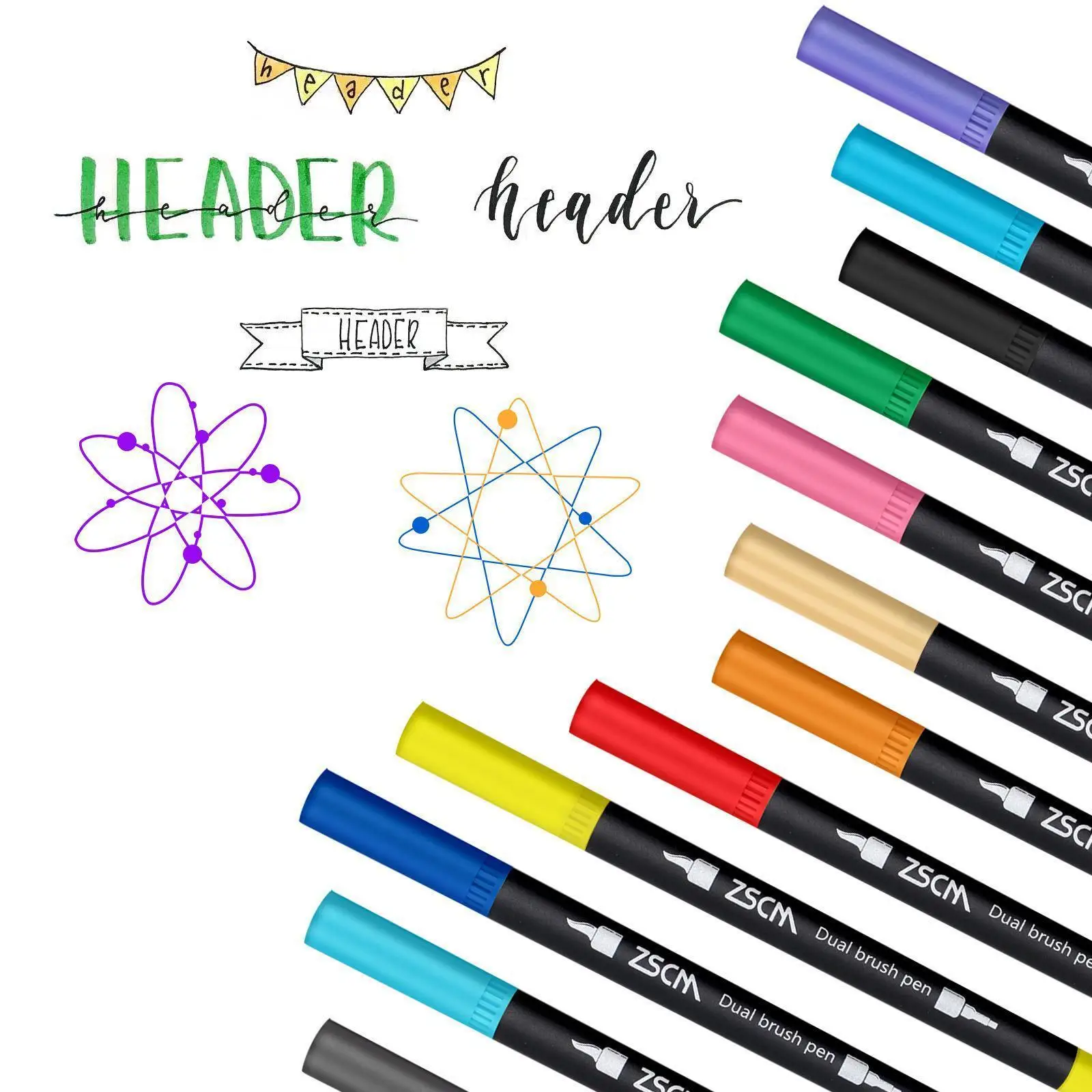 

12 Colors Dual Tip Brush Pens Art Markers Set Fine Brush Tip Dual Pen