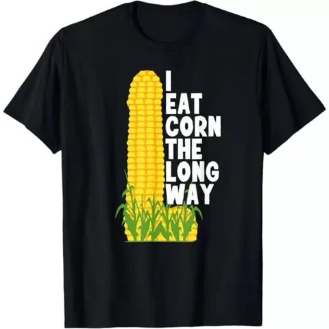 Забавная футболка I Eat Corn The Long Way, уникальная классическая винтажная футболка, современная мотивационная футболка, простые футболки, модные футболки