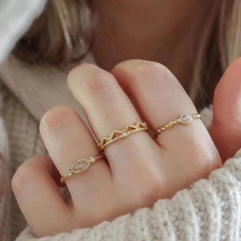 

Crown Rings for Women Titanium Steel Inlaid Zirconium Rings Adjustable Opening Rings Fashion Commuting Ring Luxury Jewelry