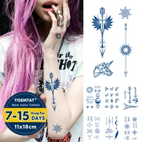 blue ink juice waterproof temporary tato stickers geometric elements personality body art fake tattoos men women lasting tattoos