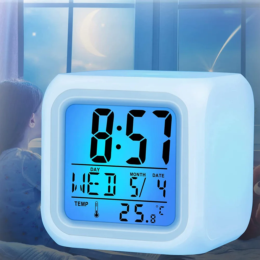 Thermometer Color Changing Color Electronic Clock For Children's Bedroom New