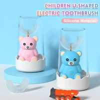 cartoon bear children electric toothbrush 360 degree u sonic electric toothbrush kids silicone automatic ultrasonic tooth brush