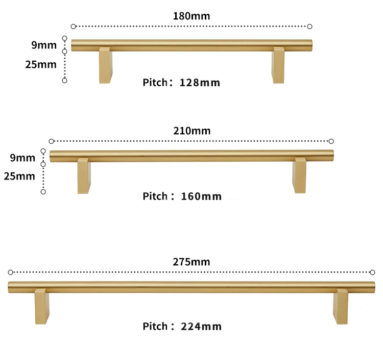 Уникальный дизайн/Золотая прочная латунная ручка Т-образные ручки более длинные