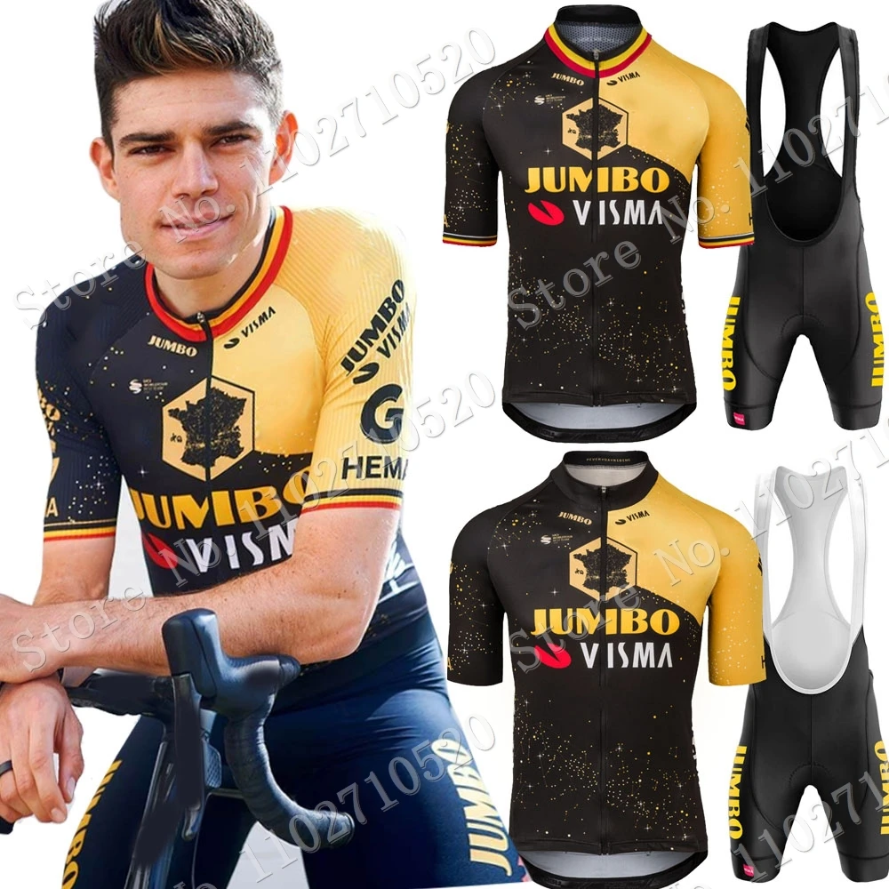 

Jumbo Visma TDF Team 2023 Cycling Jersey Set Summer Bicycle Clothing Road Bike Shirts Suit Bicycle Bib Shorts MTB Ropa Maillot