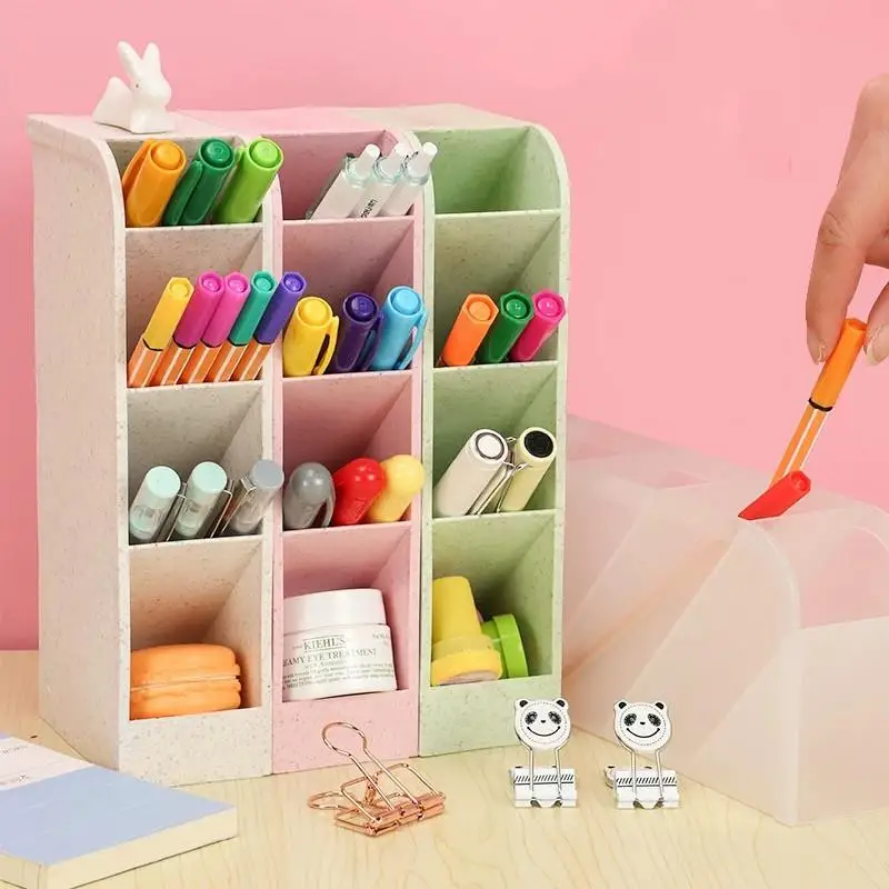 

Kawaii Большой Емкости Настольная подставка для ручек пенал для хранения косметики Настольный органайзер подставка чехол школьный офисный ор...