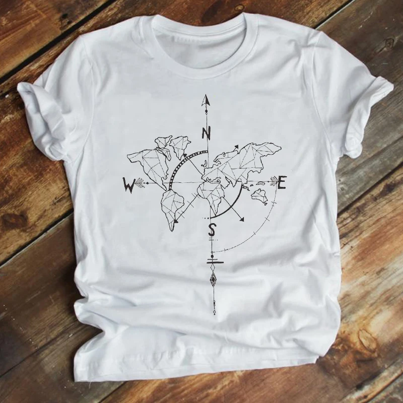 Women Printing Geometric Compass Travel Cute Trend 90s Style