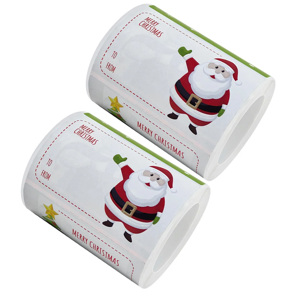 

2 рулона упаковочных этикеток для подарков, упаковочные наклейки, Рождественская Подарочная коробка, самоклеящиеся наклейки