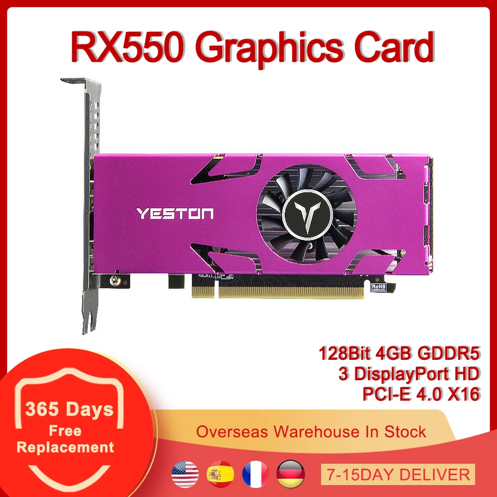 

Yeston RX550 Graphics Card 128Bit 4GB GDDR5 PCI-E 3.0 X16 PCIE 16X 4 HD Video Card for AMD Radeon RX550 4G 128 Bit