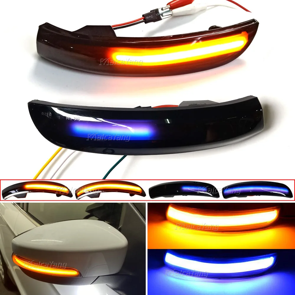 

For Ford C-Max S-Max EcoSport Kuga 2pcs Dynamic Blinker Led Turn Signal Lights Smoked Flowing Rear View Mirror Lights Indicator