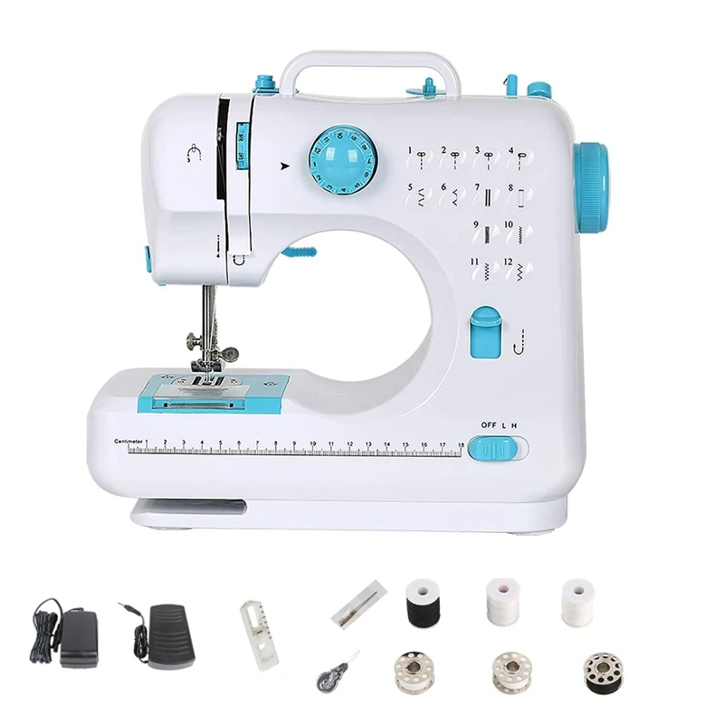 

Mini Sewing Machines, Portable Electric Heavy Duty Machines With Foot Pedal Double Thread 12 Built-In Stitches,US Plug