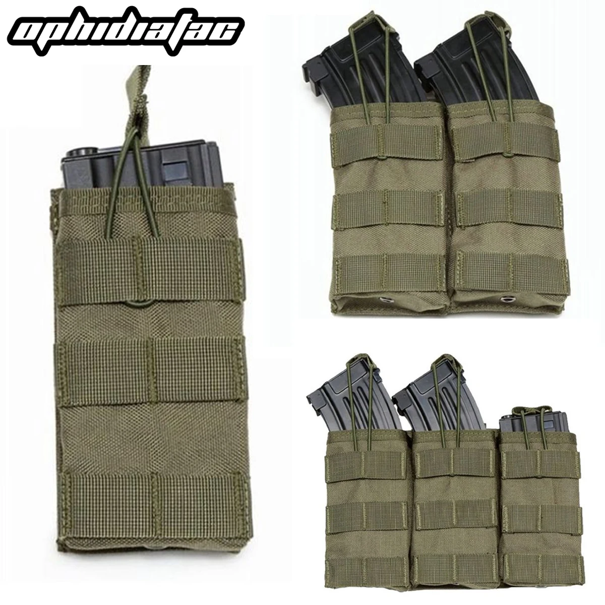 Фото Подсумок для магазинов 5.56 (одинарный, двойной, тройной, шестиместный) для AR15, M4, 5.56, AK, 7.62. Подсумок-кобура Molle для страйкбольных магазинов AEG, GBB. №1
