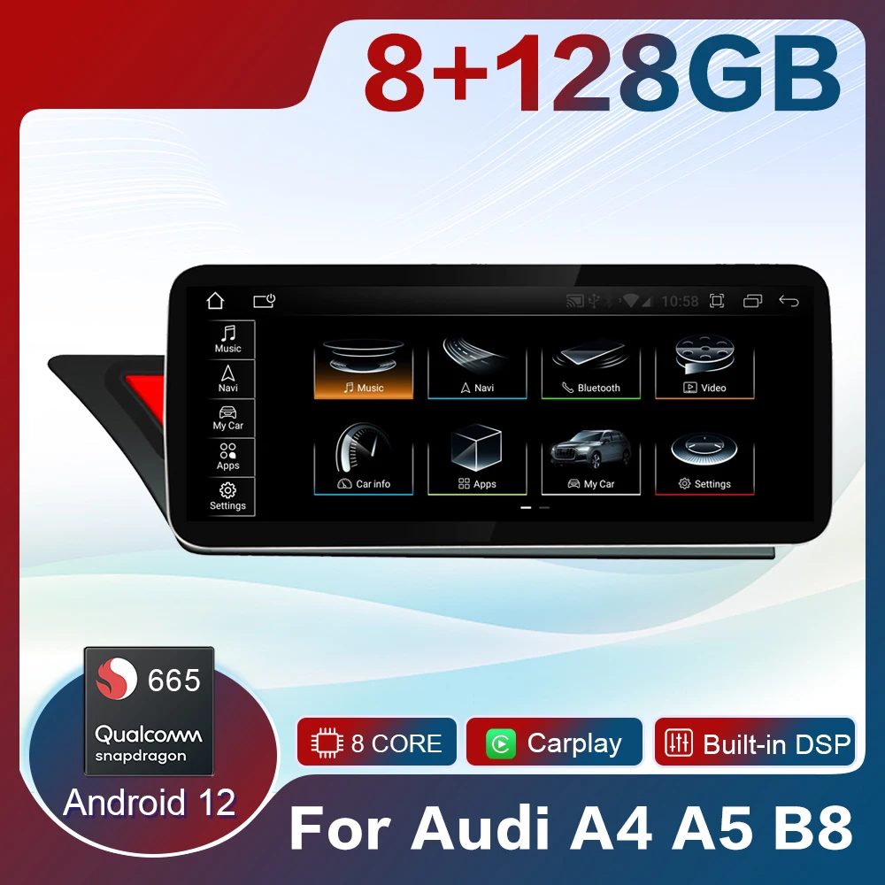 Сенсорный экран 12 3 дюйма на Android для Audi A4 A5 B8 2009-2016 автомобильный монитор Carplay