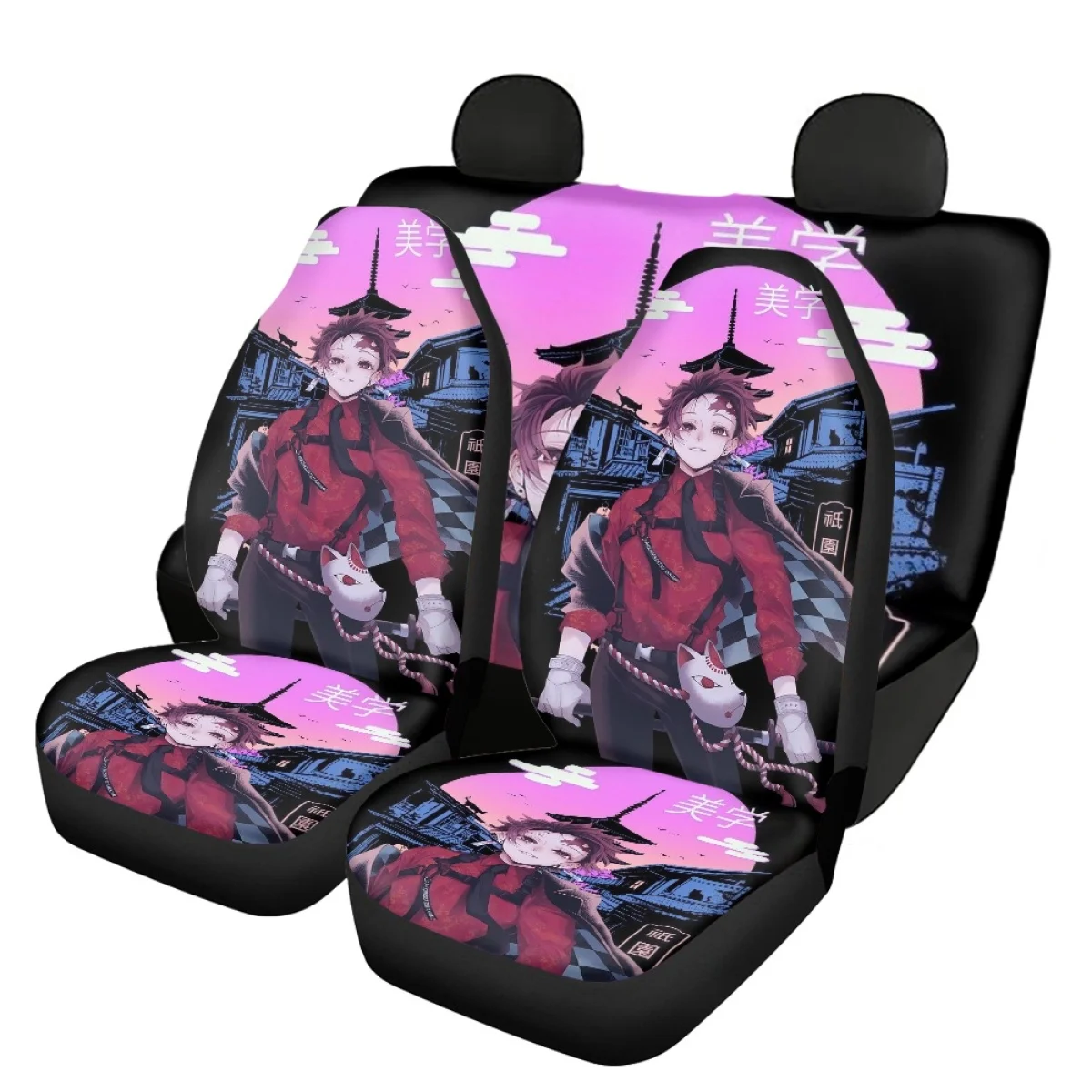 

Anime Kamado Tanjiro 3D Cartoon Prints Front and Back Auto Seat Cover for Women Durable Vehicle Seat Covers Sedan Seat Cushion