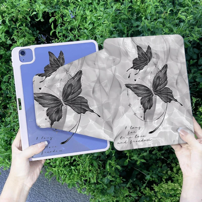 Чехол для iPad Mini6 8.3 Ink Butterfly Smart Cover 2018 9 7 5/6 10 2 9-го 8-го 7-го IPad 10-го поколения Air 5 4