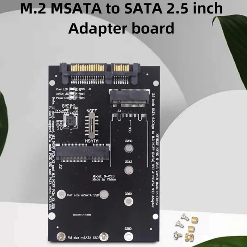 

1PC Solid State Drive Hard Disk Conversion Card SATA3 To M.2 NGFF MSATA SSD Converter 2.5" SATA3 Card B Key For 2230-2280 M2 SSD