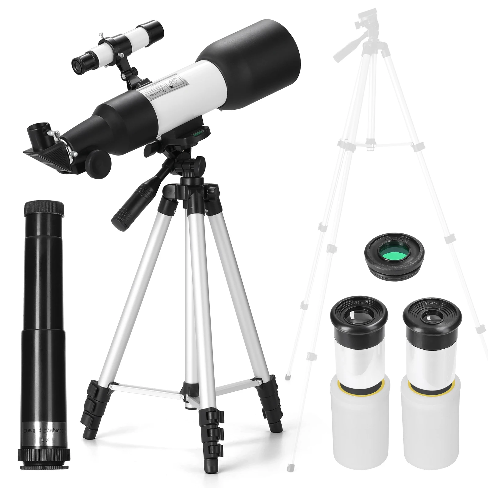 

F70400 Astronomical Telescope with 0.42m-1.15m Adjustable Tripod Stargazing Telescope Astrophile Moon Stars Watching Monocular