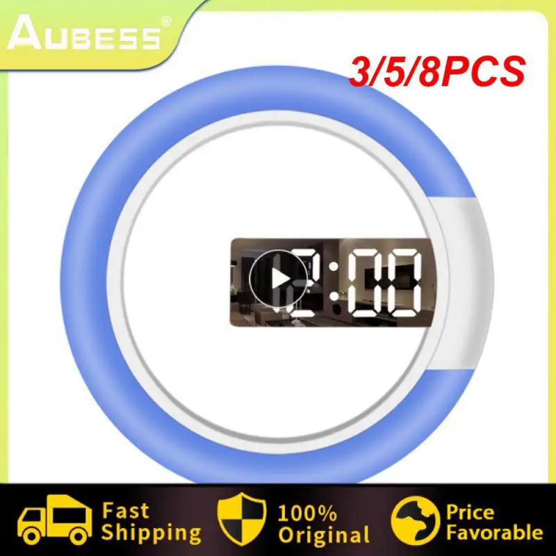 

3/5/8PCS White Products Large Screen Wall Clock Temperature Switch Led Mirror Clock Alarm Clock And Snooze Function