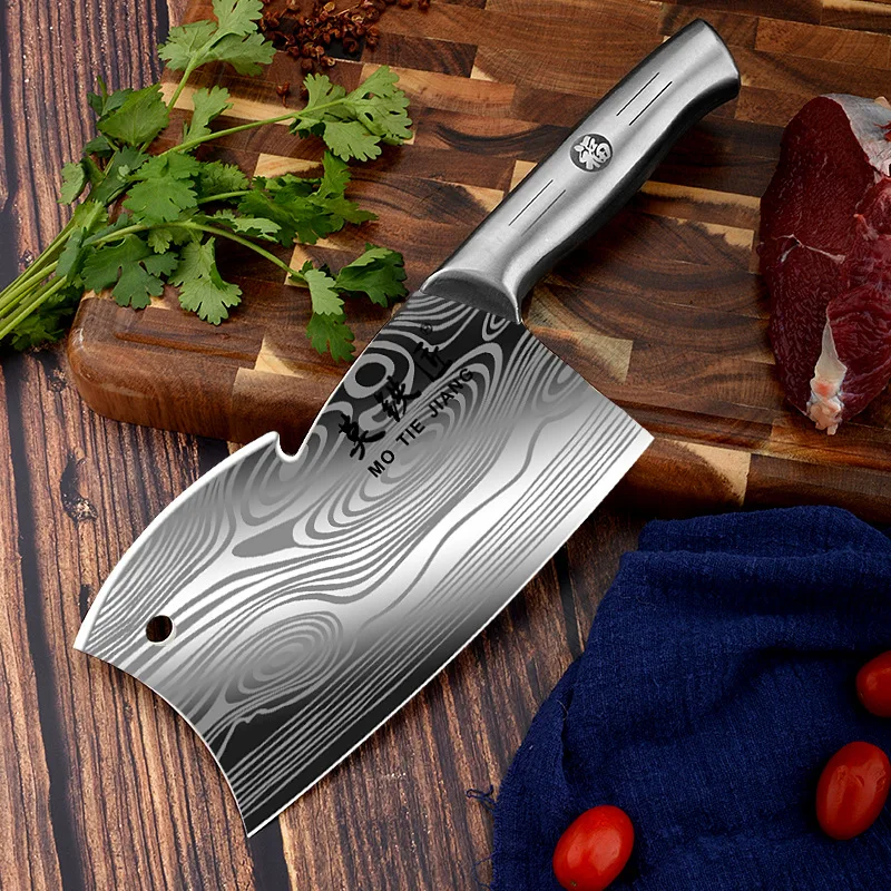New Stainless Steel Kitchen Knives 5Cr15mov Chopping Slicing Knife Laser Damascus Pattern Chef Bone | Дом и сад