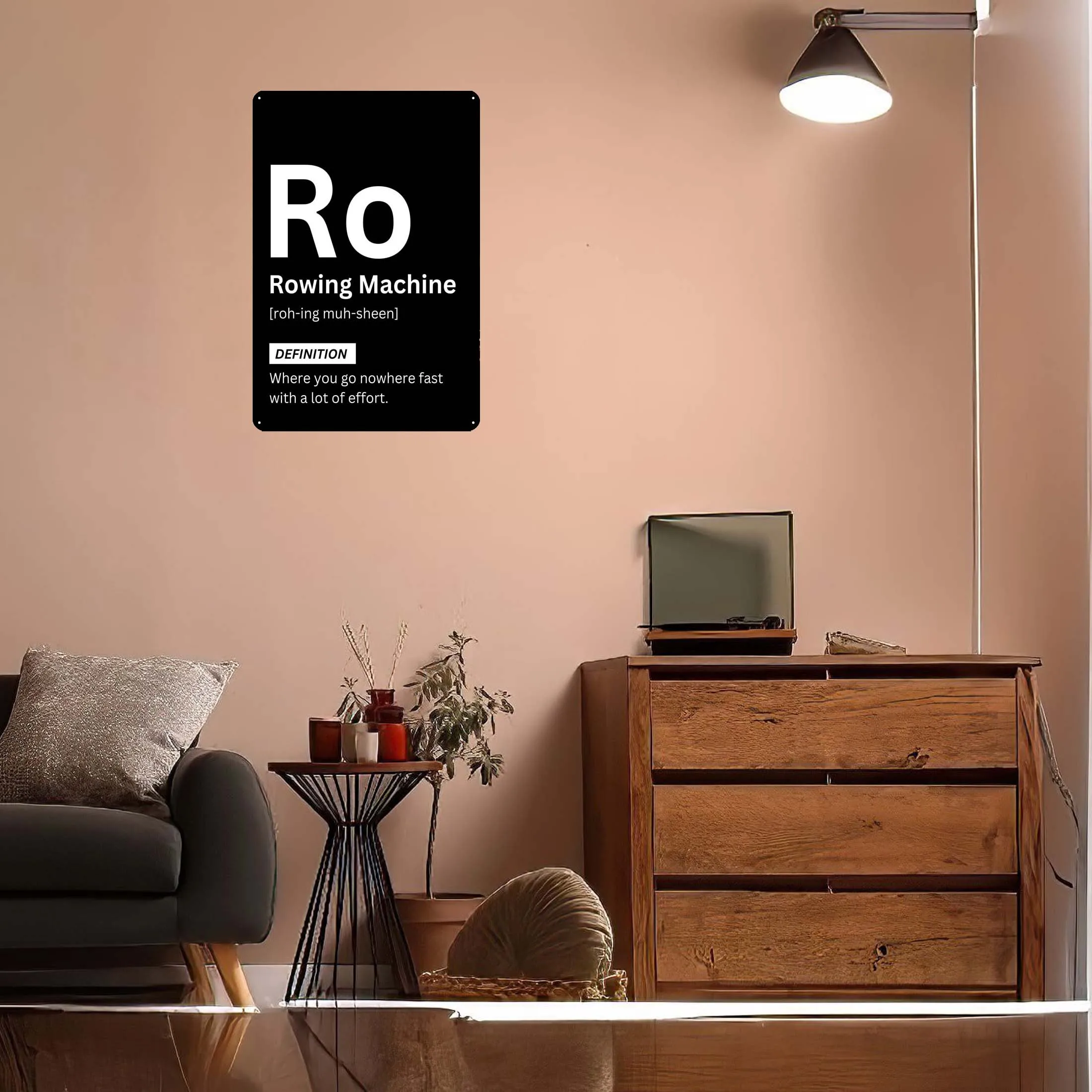 Гребной тренажер разрешение текстовое искусство металлический знак плакат