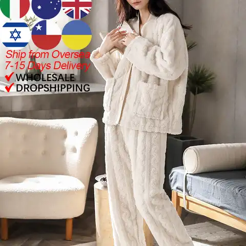 ROTEVA зимняя теплая однотонная белая Пижама для женщин Винтажная Atoff домашняя атласная фланелевая одежда для сна 100% бархатная мягкая шелкова...
