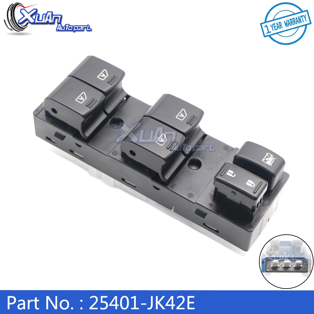 

XUAN Front Side Electric Master Control Lifter Power Window Switch 25401-JK42E for Infiniti G25 G35 G37 Q40 2007-2015