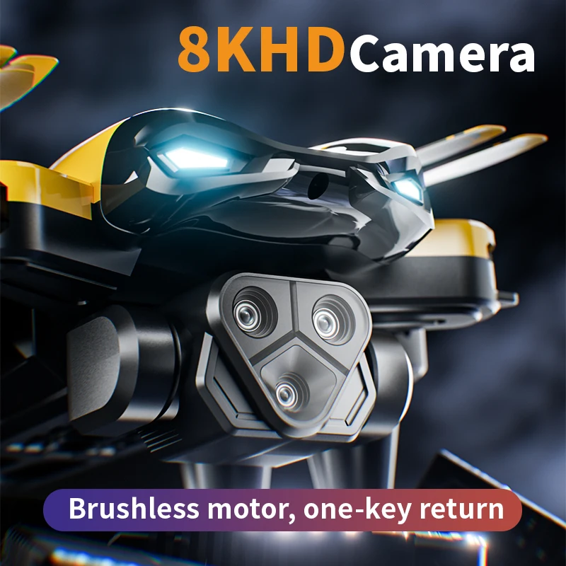 Фото Новый квадрокоптер Lenovo M5 с тройной камерой 8K HD, бесщеточным двигателем, оптическим позиционированием и складной конструкцией, радиоуправляемая игрушка-дрон №3