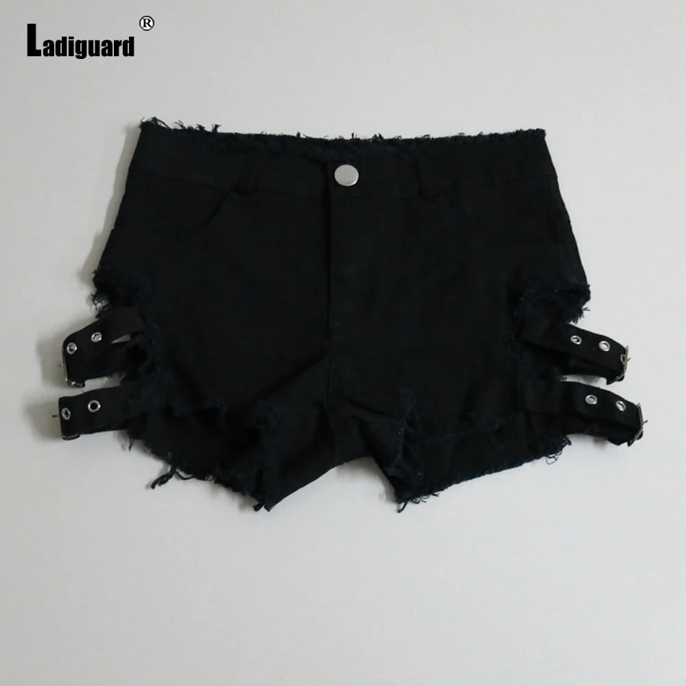 Ladiguard Sexy Ripped Denim Shorts Women Fashion Lace-up Short Jeans 2022 Summer New Dance Panties Ladies Vintage Demin Hotpants