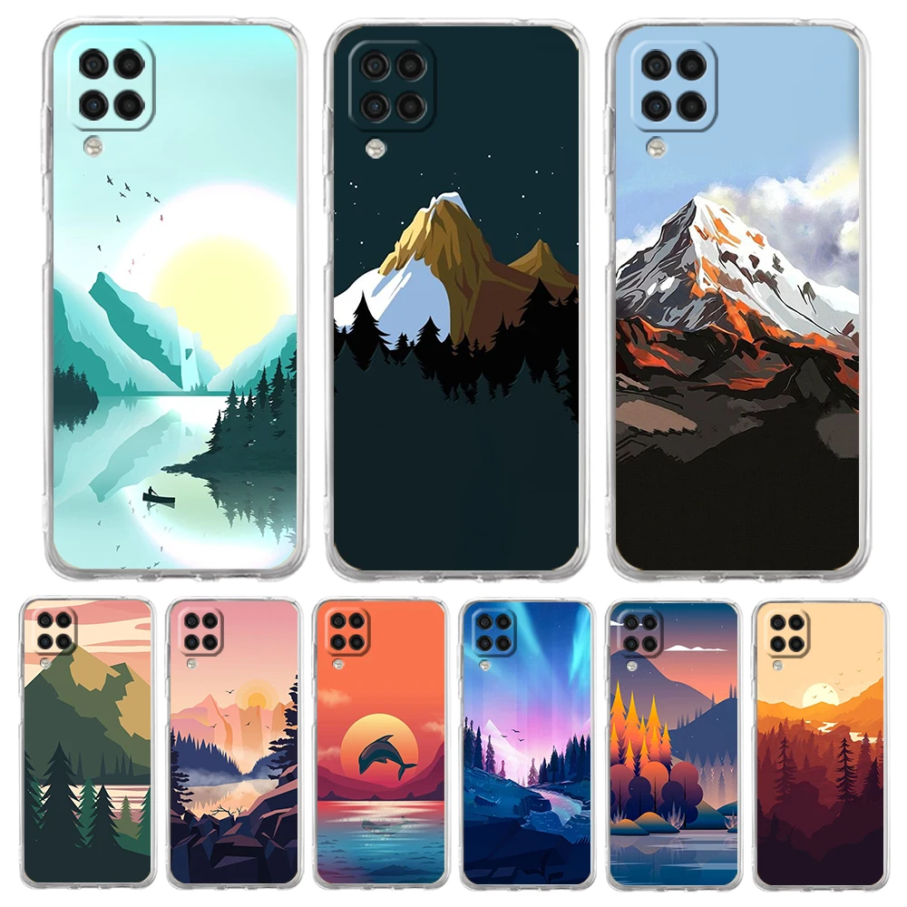 

Hand Painted Scenery Phone Case Cover for Samsung Galaxy A13 A32 A52 A72 A11 A21S A41 A51 A71 Transparent Shockproof Soft Shell