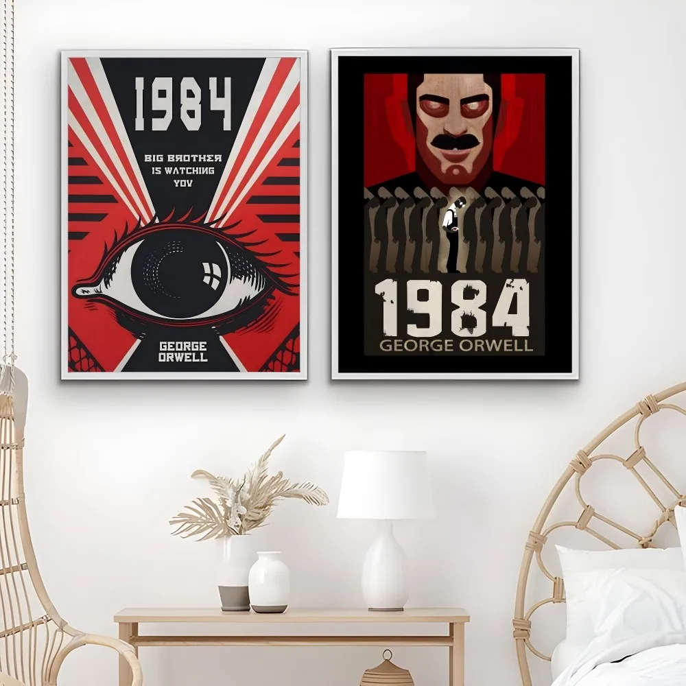 1984 G-GeorgeS O-Orwel Poster Sticky Wall Art Printing Waterproof Home Living Bed Room Bar Aesthetic Decor