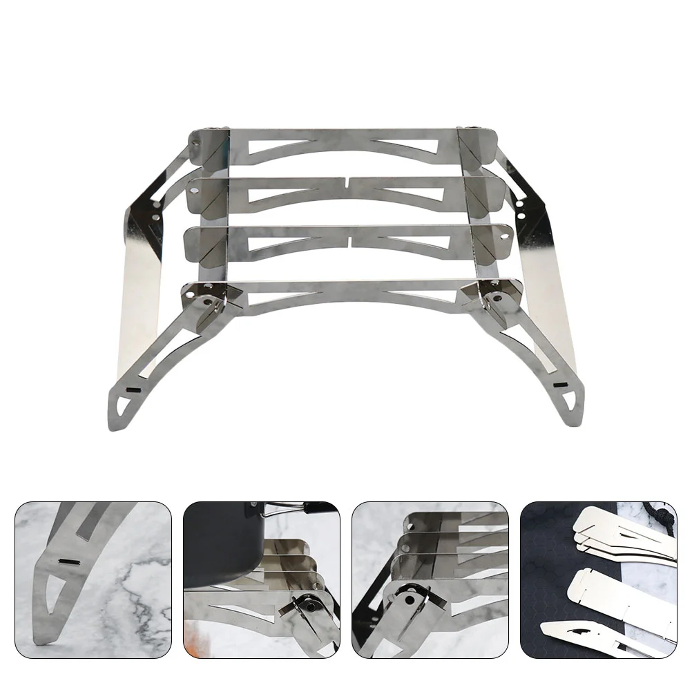 

Grill Fire Stove Campfire Camping Pit Grate Barbecue Folding Cooking Outdoor Stainless Steel Over Stand Burning Firewood Camp