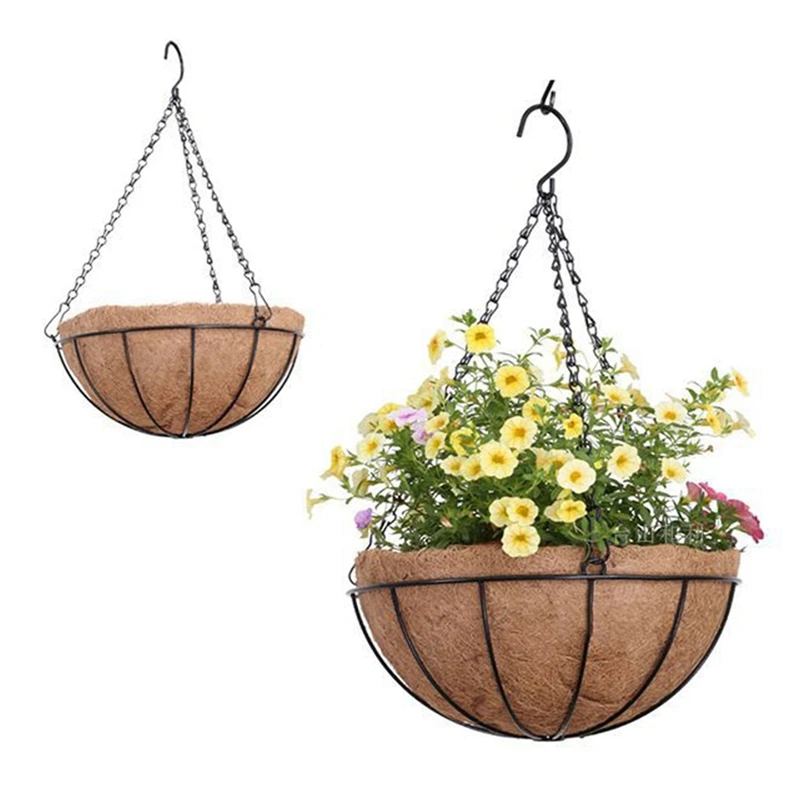 

New 3 Sizes Vintage Balcony Hanging Coconut Vegetable Flower Pot Basket Liners Planter Iron Art Flower Basket Garden Home Decor