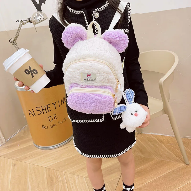 

Плюшевый Рюкзак Kawaii разноцветная плюшевая сумка с ушками лолита девочки игрушки Детский рюкзак для девочек мальчиков школьная сумка рюкза...