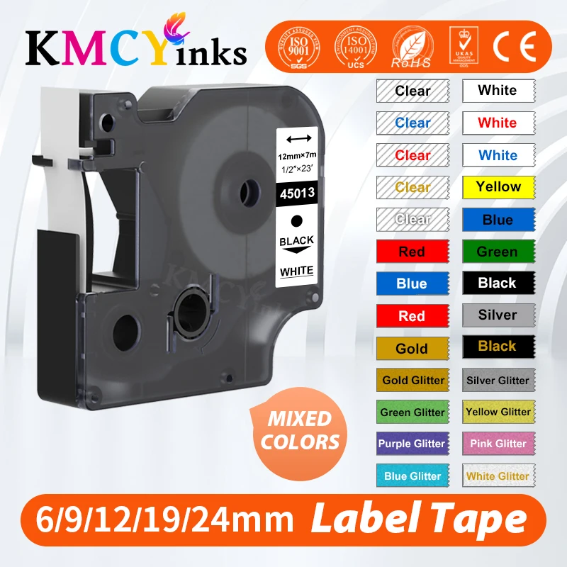 

6/9/12mm 45013 40913 43613 Label D1 Tape for DYMO 45010 45016 45018 Label fit for Dymo LabelManager 160 280 Labeling Machine