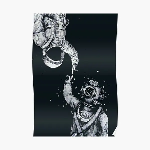 

Astronaut And Diver Last Frontiers Poster Mural Art Funny Modern Vintage Painting Wall Home Decoration Print Picture No Frame