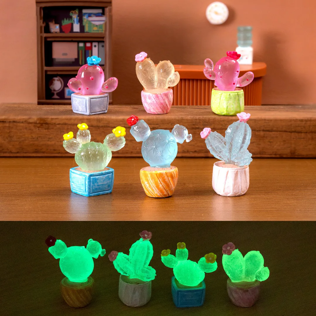 Фигурки миниатюры фосфоресцирующий искусственный кактус микроландшафтные