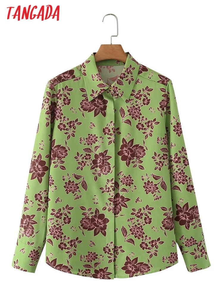 

Блузка женская демисезонная с длинным рукавом и цветочным принтом