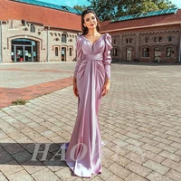 haowen long mermaid prom dresses pleated v neck evening gown formal party vestidos de mujer elegantes para fiesta custom made
