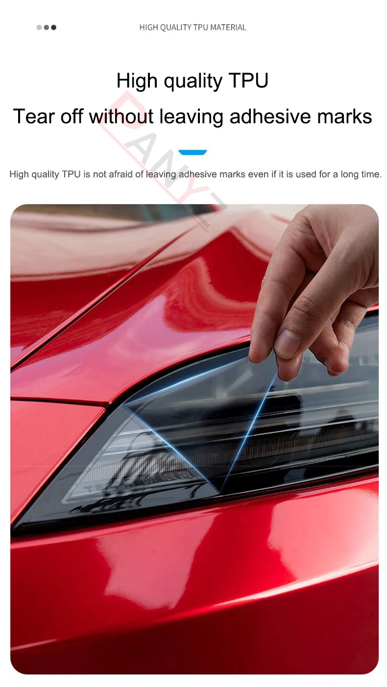 Защитная пленка для передних фар Tesla Model 3 Highland модель + налобный фонарь из ТПУ с