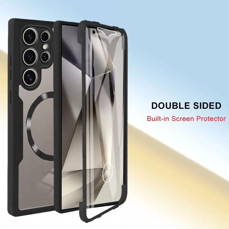 Magnetyczna obudowa do Samsung Galaxy S24 Ultra S21 S22 Plus S23 FE S24FE 360 odporna na wstrząsy wbudowana osłona ekranu