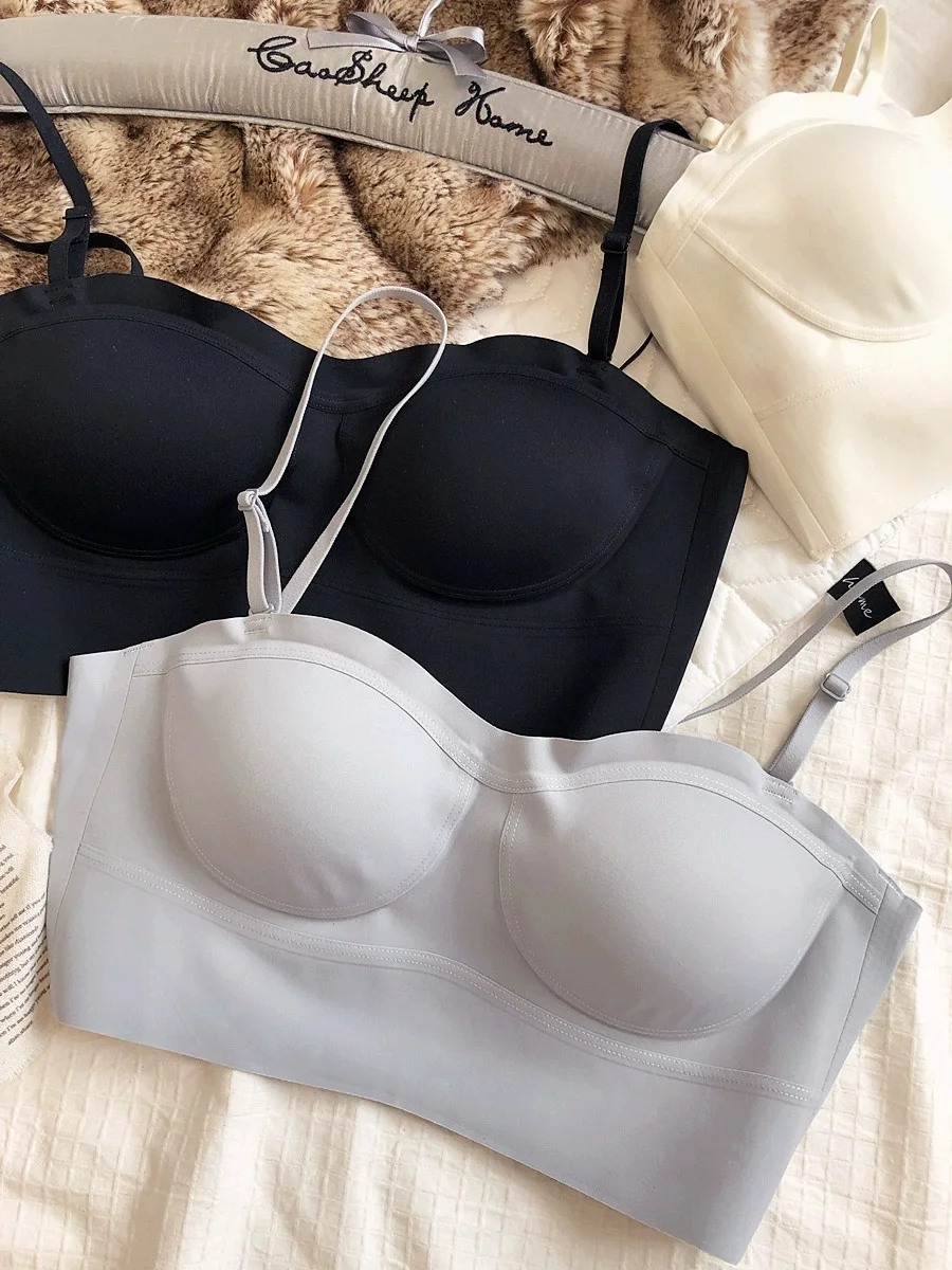 

Simple back thin of large size removable straps without steel ring underwear bra smear anti-glare sling lingerie