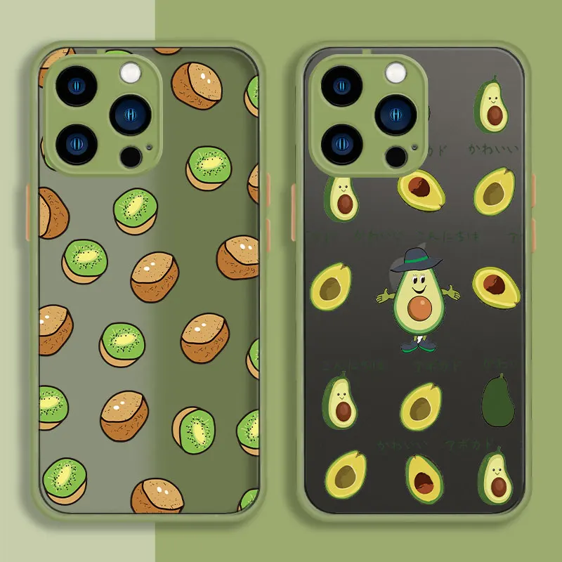 

Avocado Kiwi Fruit Summer Case Coque for iPhone 11 12 13 Pro Max 7 8 plus 6plus SE2 11pro 2022 XS Back Capinha Soft Edge Cell