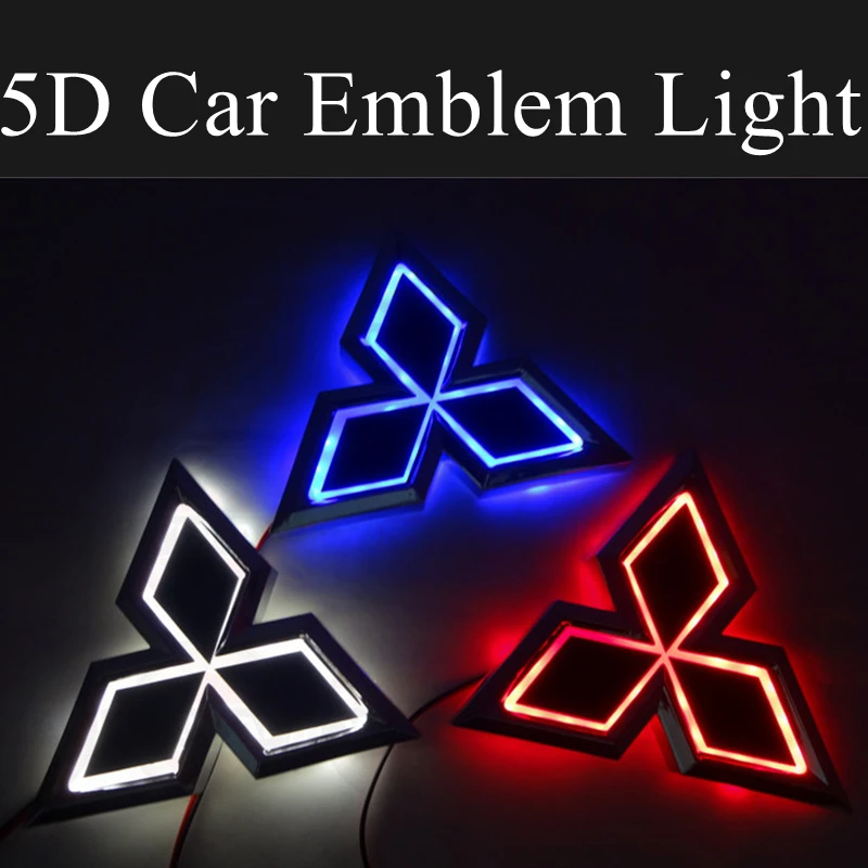 

5D Car Logo LED Light Front Emblem Rear Trunk Tail Decoration for Mitsubishi ASX Lancer Ralliart Outlander Pajero Galant Eclipse