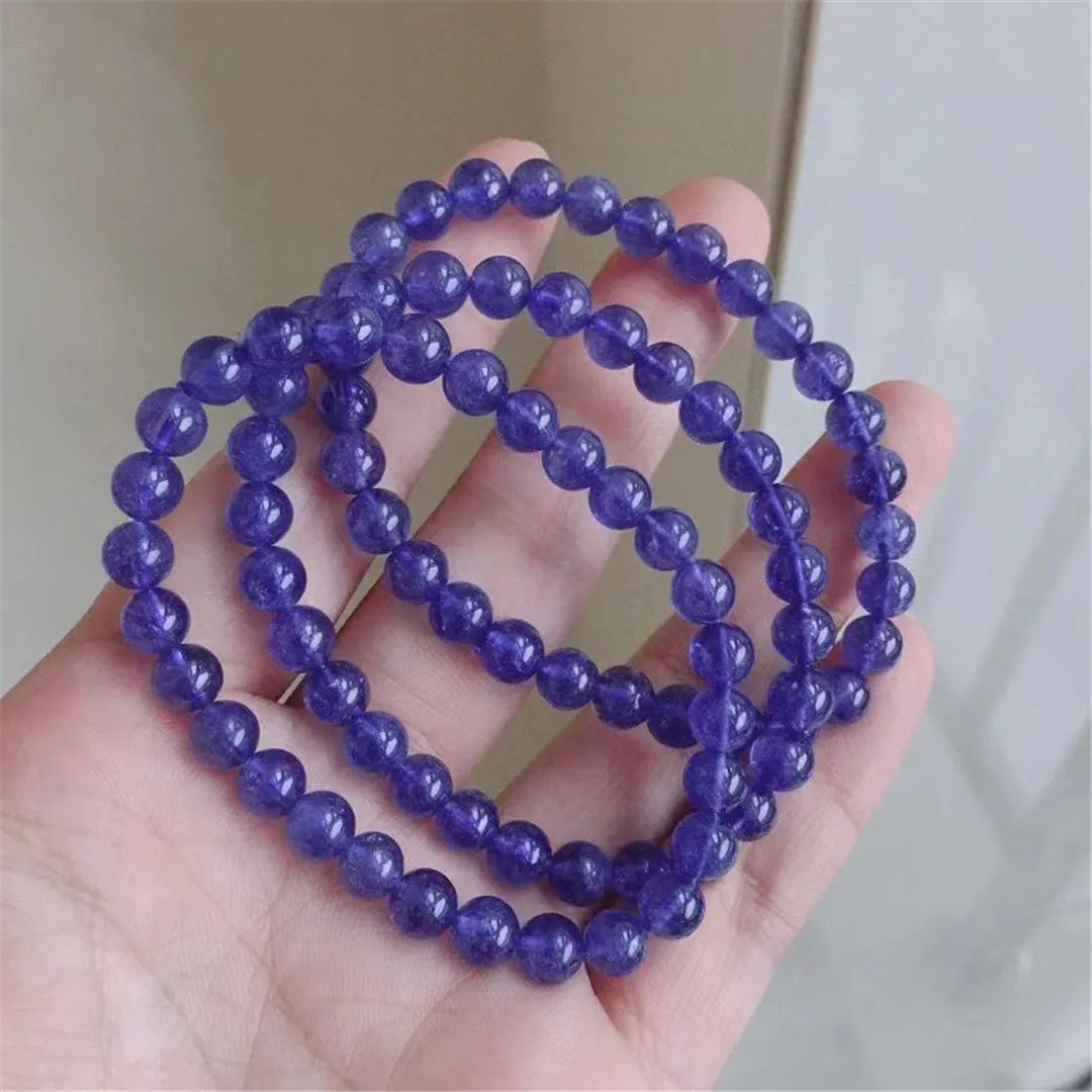 

6mm Natural Tanzanite Tanzania Bracelet Jewelry For Women Men Love Gift Blue Gemstone Blue Beads Crystal Stone Strands AAAAA