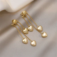 light luxury tassel heart drop earrings for women gold color chain love shaped long dangle earring fashion jewelry gift bijoux