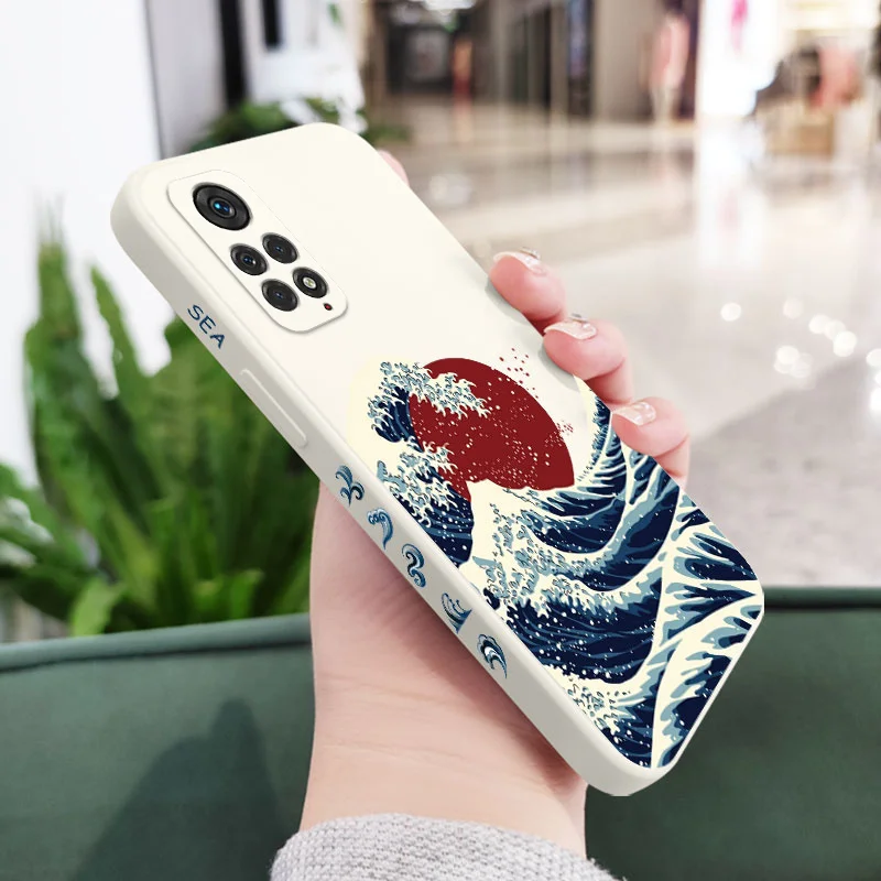 Red Sun Sea Waves Phone Case For Xiaomi Redmi Note 12 12S 11 11S 11T 10 10A 10T 10S 9T 9 8 7 Pro Plus 10C 9A 9C 9T 4G 5G Cover