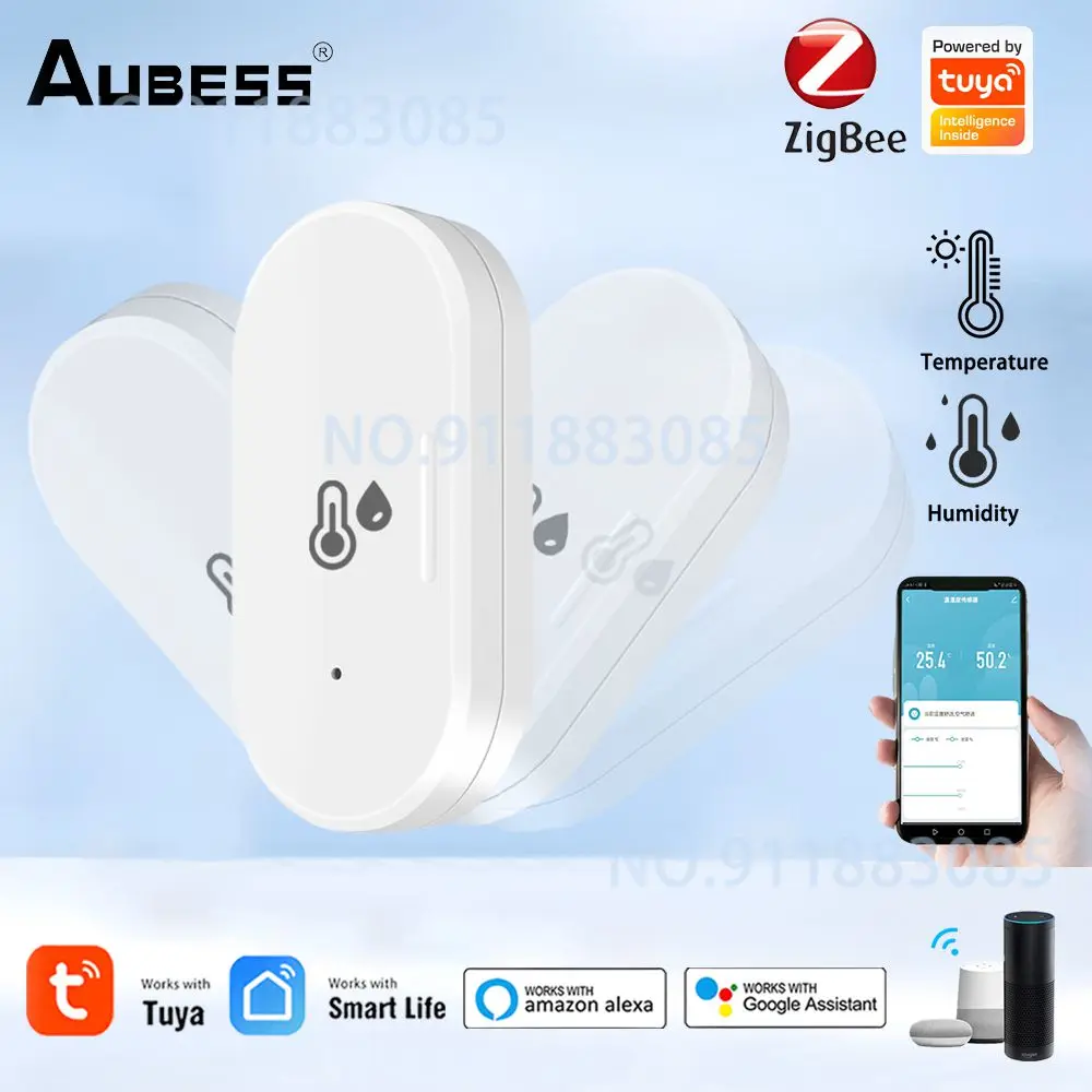 

Tuya ZigBee Smart Temperature Humidity Sensor Battery Powered Mini Thermometer Smart Home Security Work With Alexa Google Home